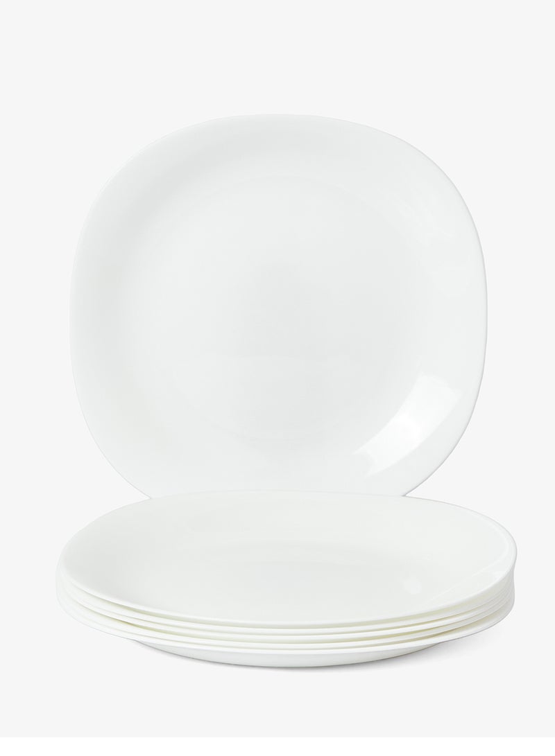 ايست من نون طقم أطباق عشاء كبيرة 11 بوصة مجموعة من 6، أطباق زجاجية أوبال بيضاء خفيفة الوزن، آمنة في غسالة الصحون والميكروويف - Image 1